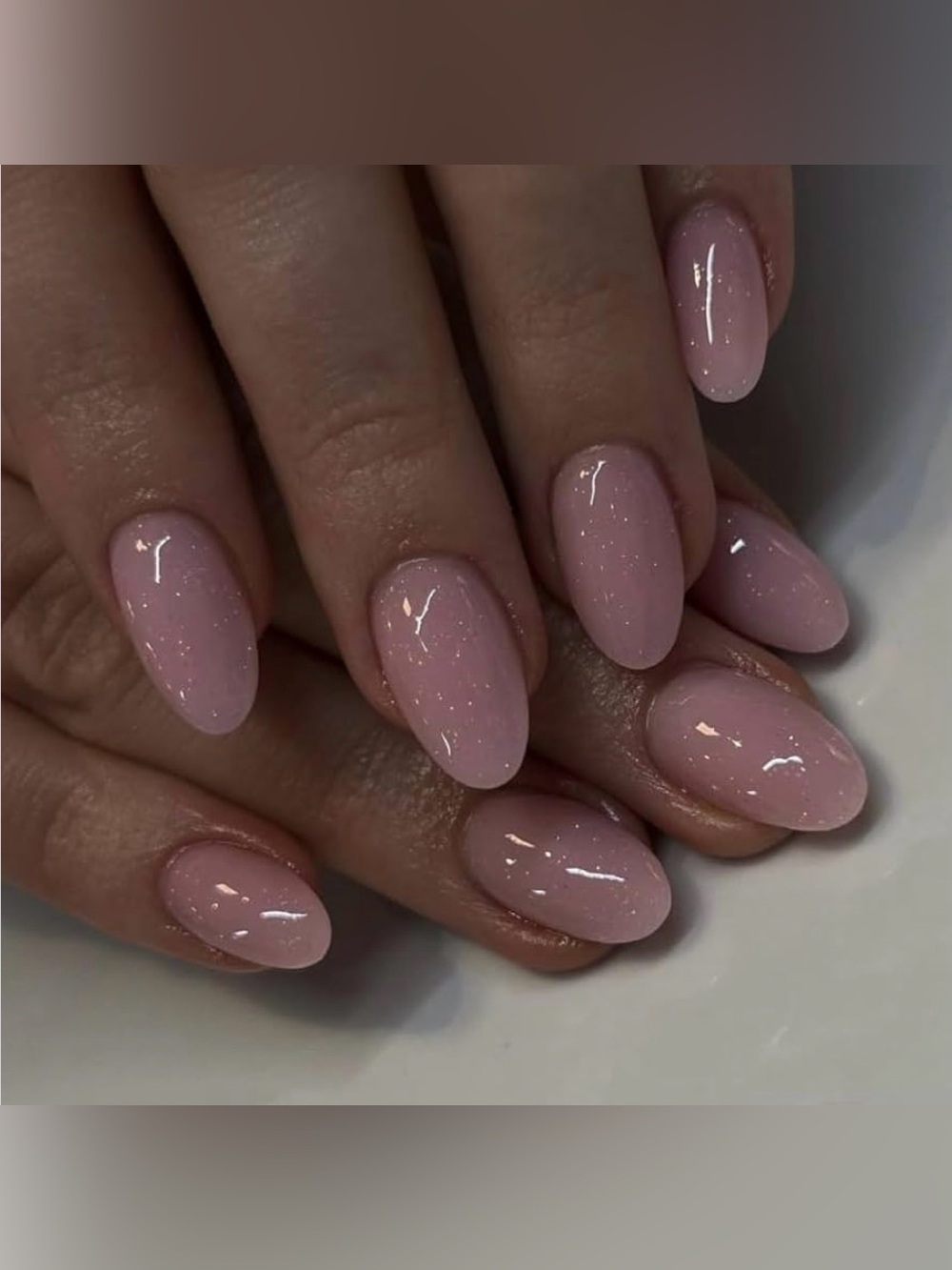 Classic Sheer Pink Press-On Nails with Subtle Sparkle 24Pcs